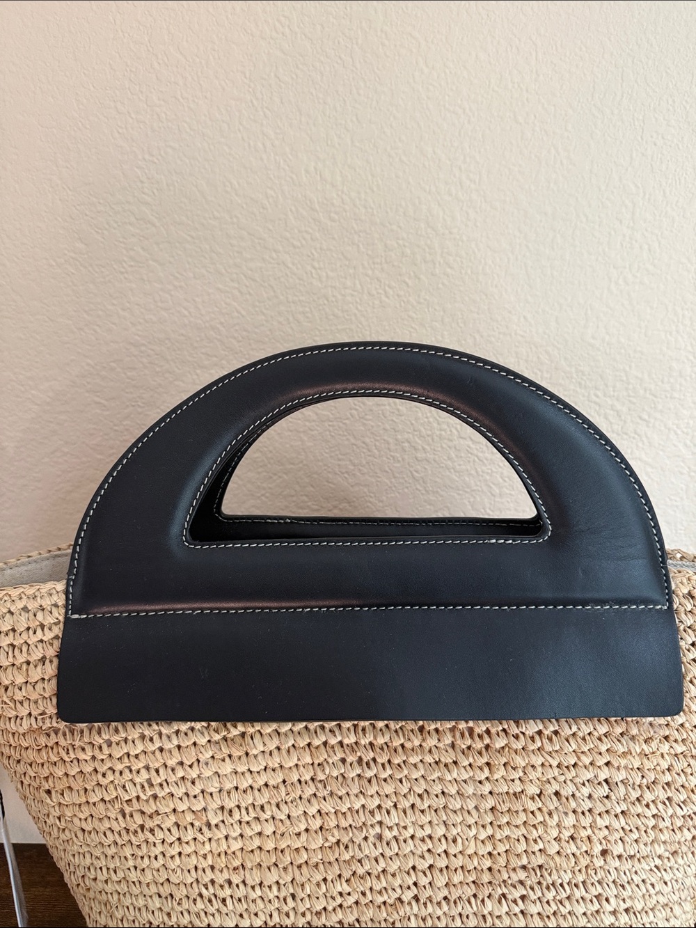 Jason Wu Black & Natural Raffia Tote with Floral Raffia Applique - Picture 6 of 11